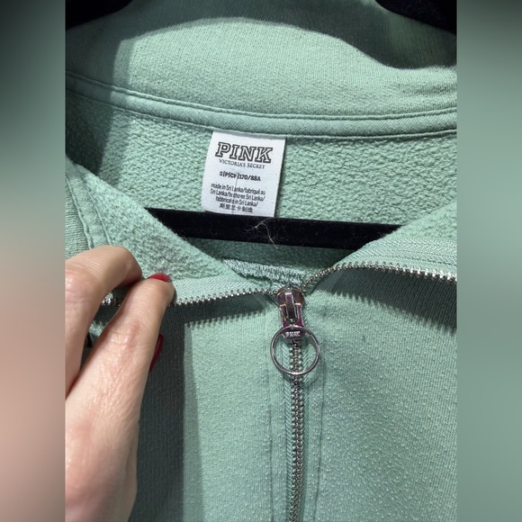 PINK Victoria's Secret Green Camo Zip-Up Sweater - Picture 2 of 4